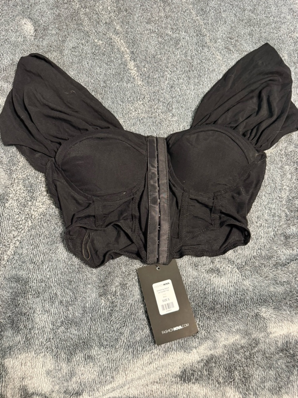 Fashion Nova Black Corset Crop Top with Hook Front